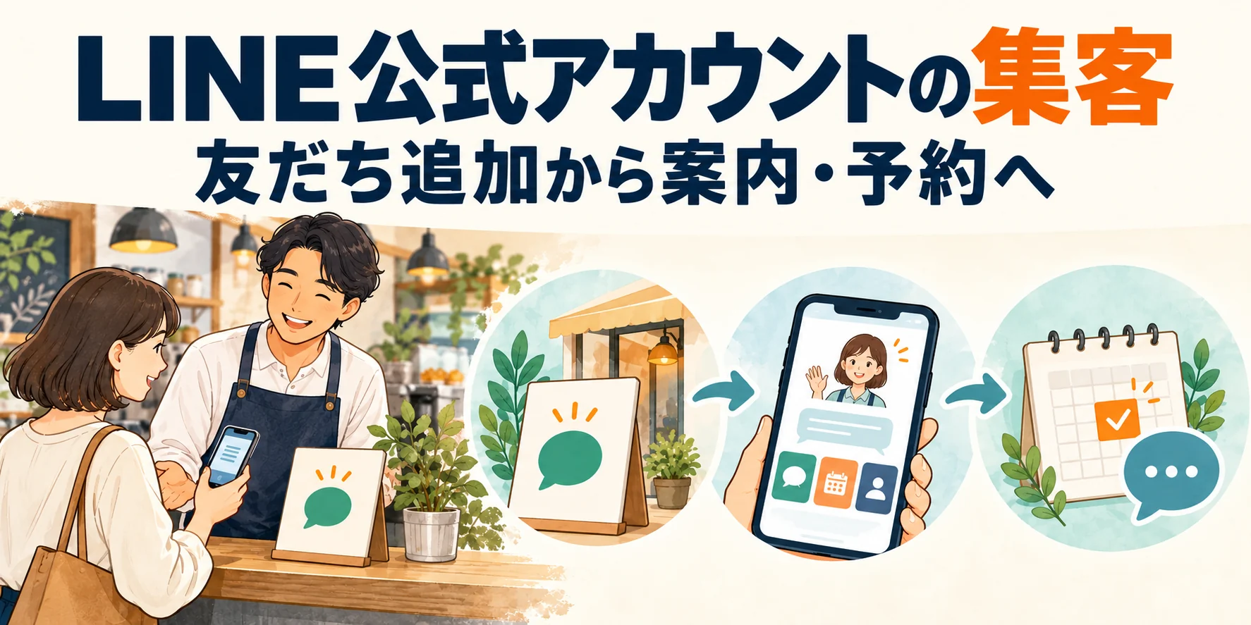 LINE公式アカウントの集客。友だち追加から案内・予約へ