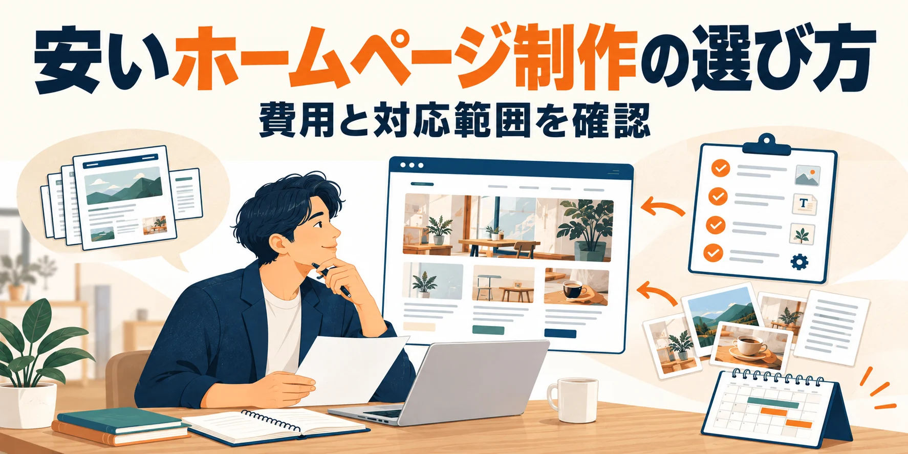 安いホームページ制作の選び方。費用と対応範囲を確認