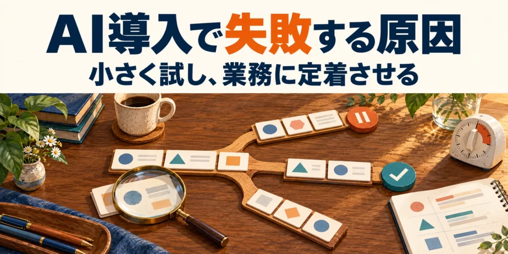AI導入で失敗する原因。小さく試し、業務に定着させる