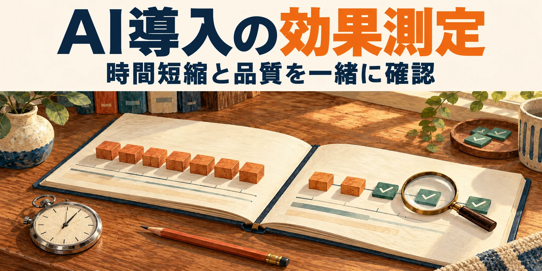 AI導入の効果測定。時間短縮と品質を一緒に確認