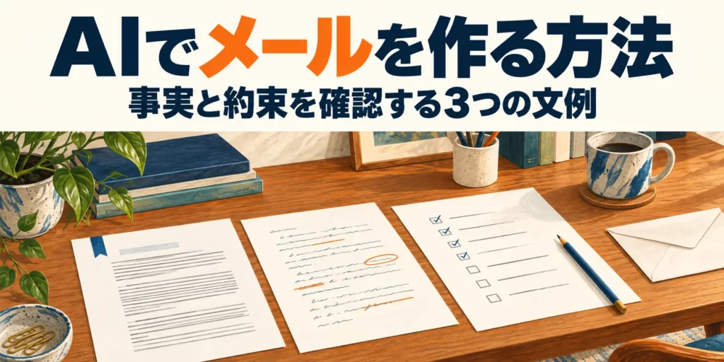 AIでメールを作る方法。事実と約束を確認する3つの文例
