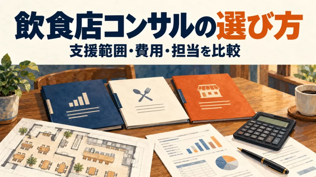 飲食店コンサルの選び方:支援範囲・費用・担当を比較