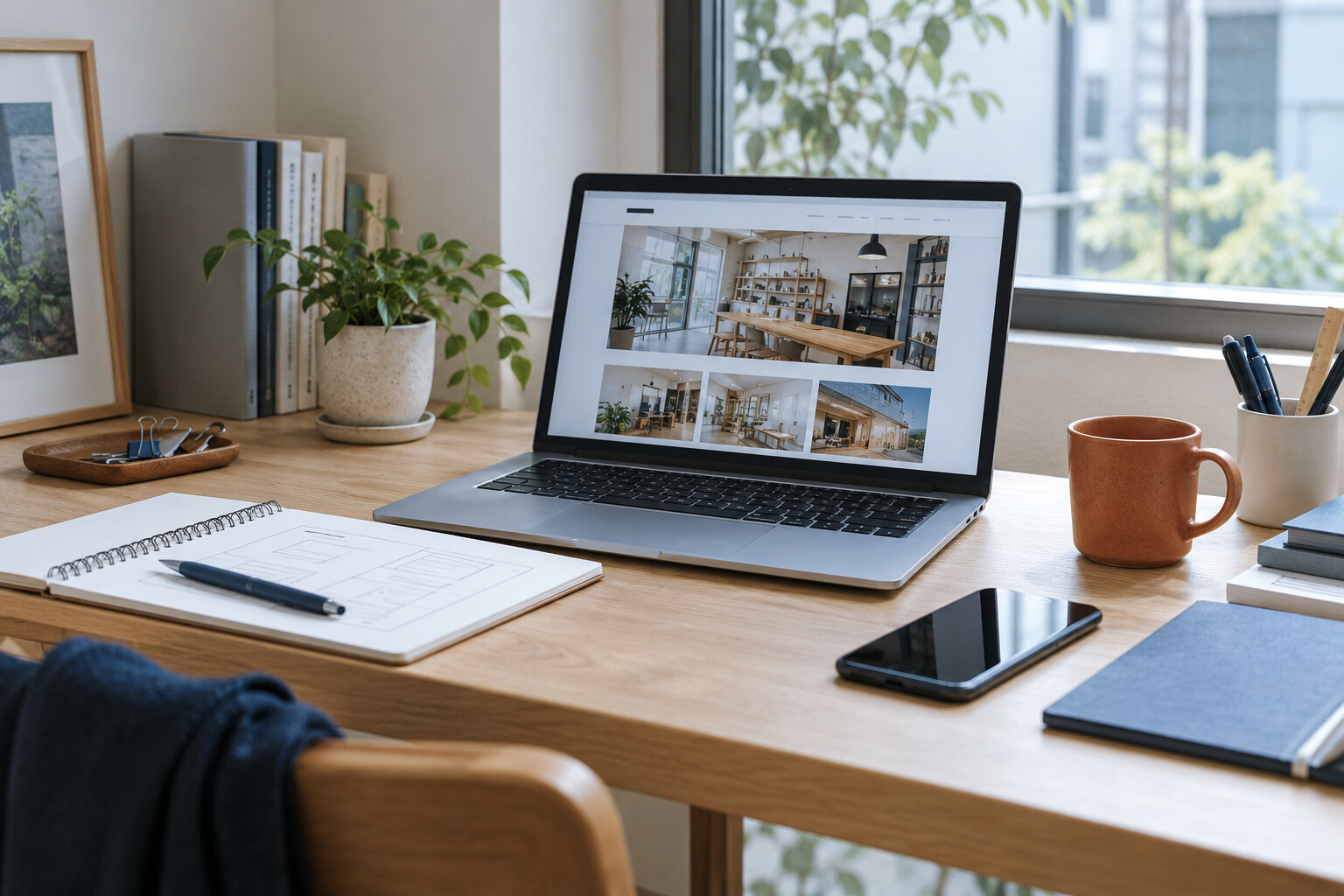Webサイトの運用準備を表現した人物のいない作業机