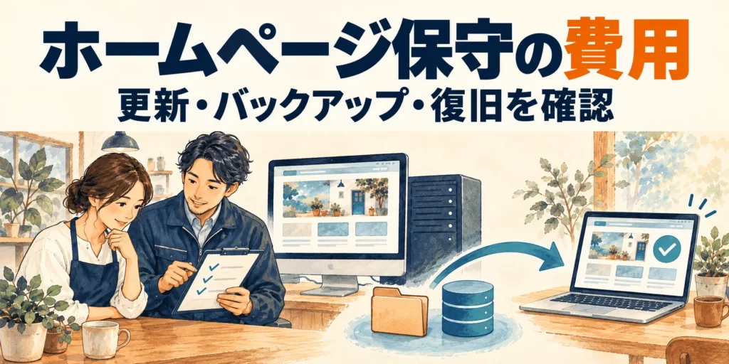 ホームページ保守の費用。更新・バックアップ・復旧を確認