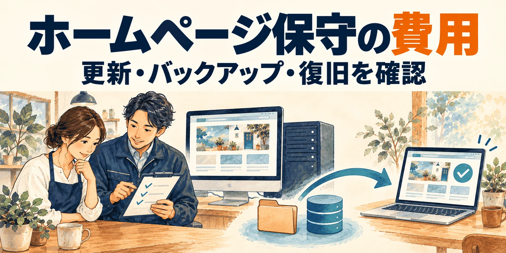 ホームページ保守の費用。更新・バックアップ・復旧を確認