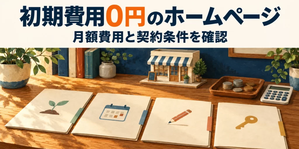 初期費用0円のホームページ。月額費用と契約条件を確認